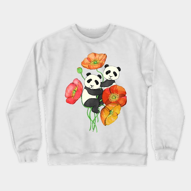 Poppies & Pandas Crewneck Sweatshirt by micklyn